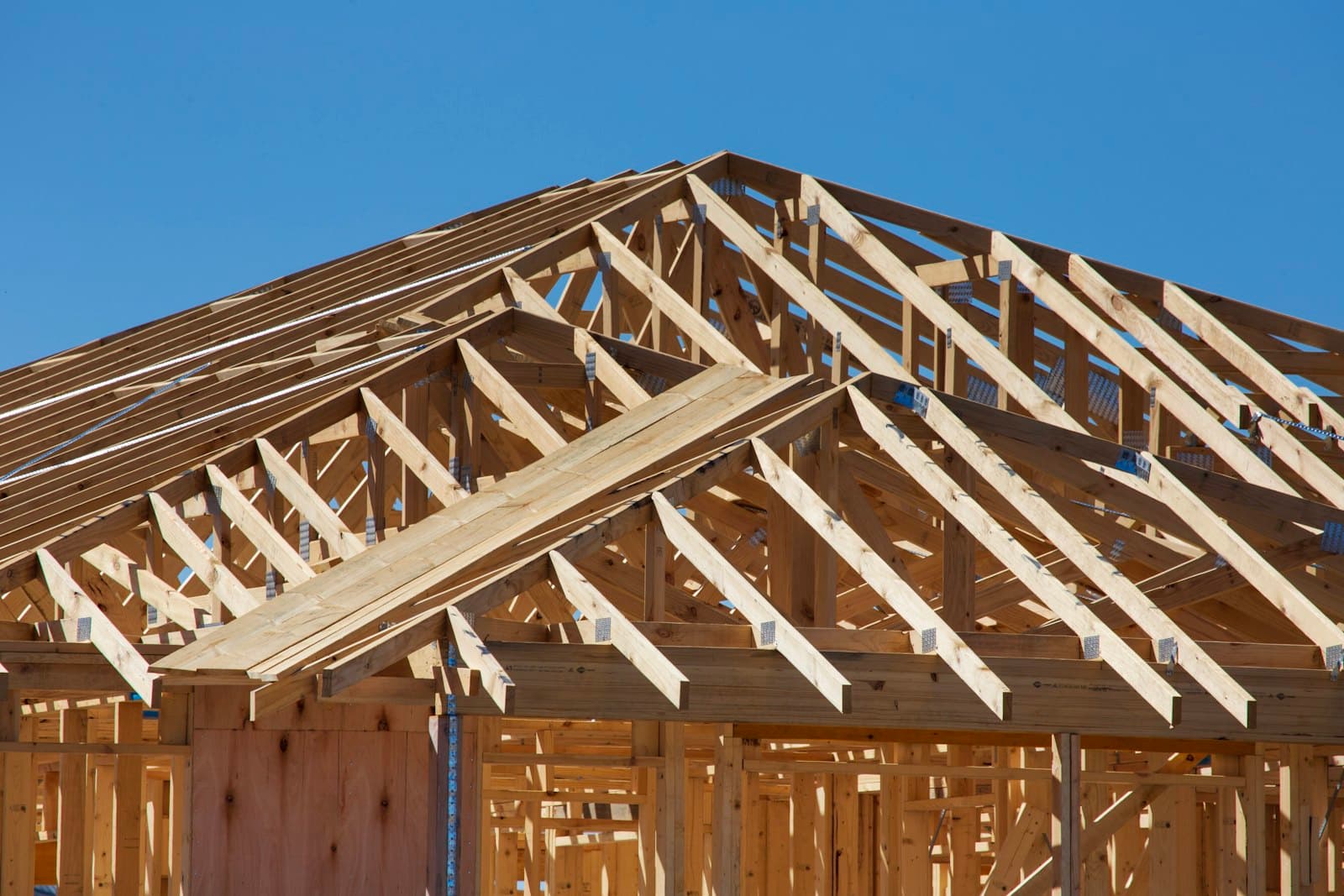 New wood framing for a residential addition