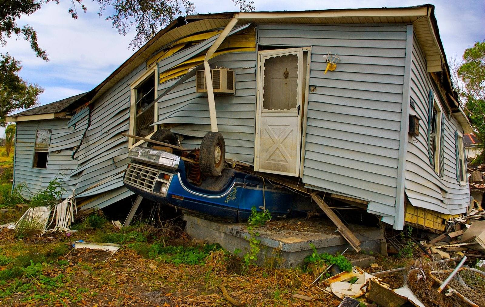 House wrecked by a severe storm